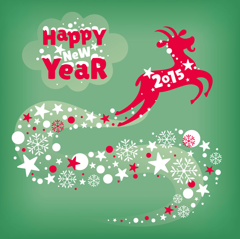 Creative New Year Year of the Goat snowflake card vector material
