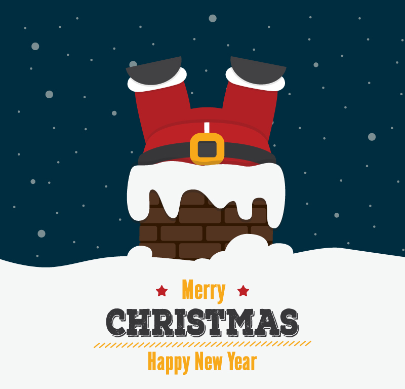 Drill chimney Santa vector material
