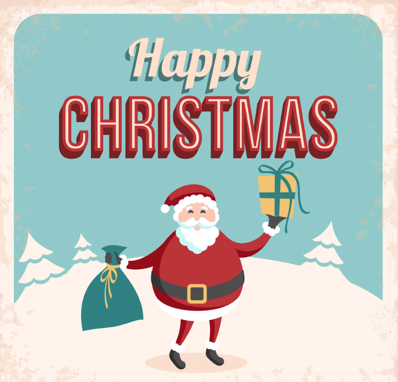 Cartoon Santa Claus snow vector material
