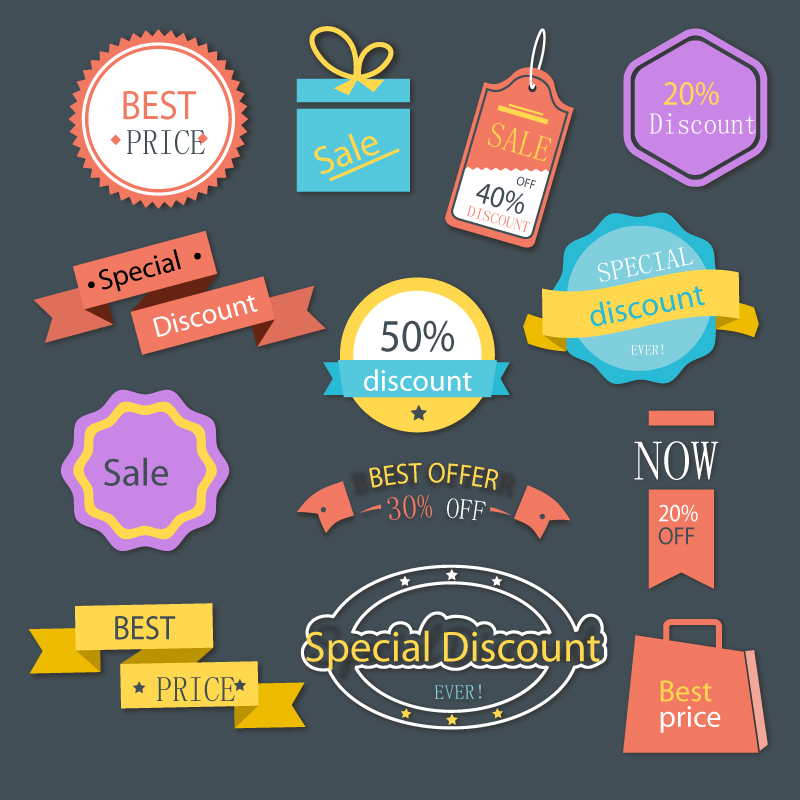 13 paragraph discounts tag vector material

