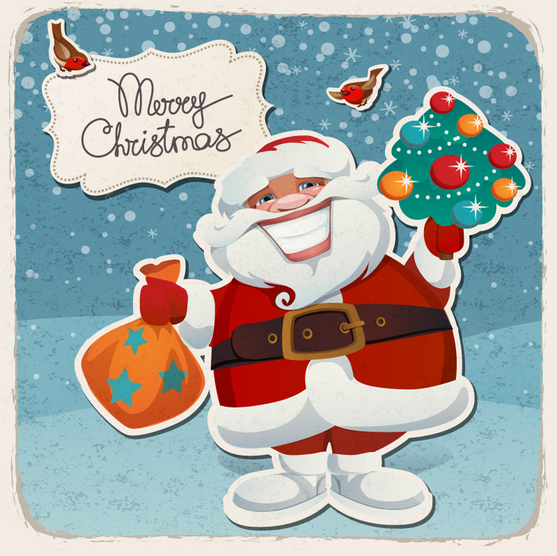 Ziya cartoon Santa Claus greeting vector material

