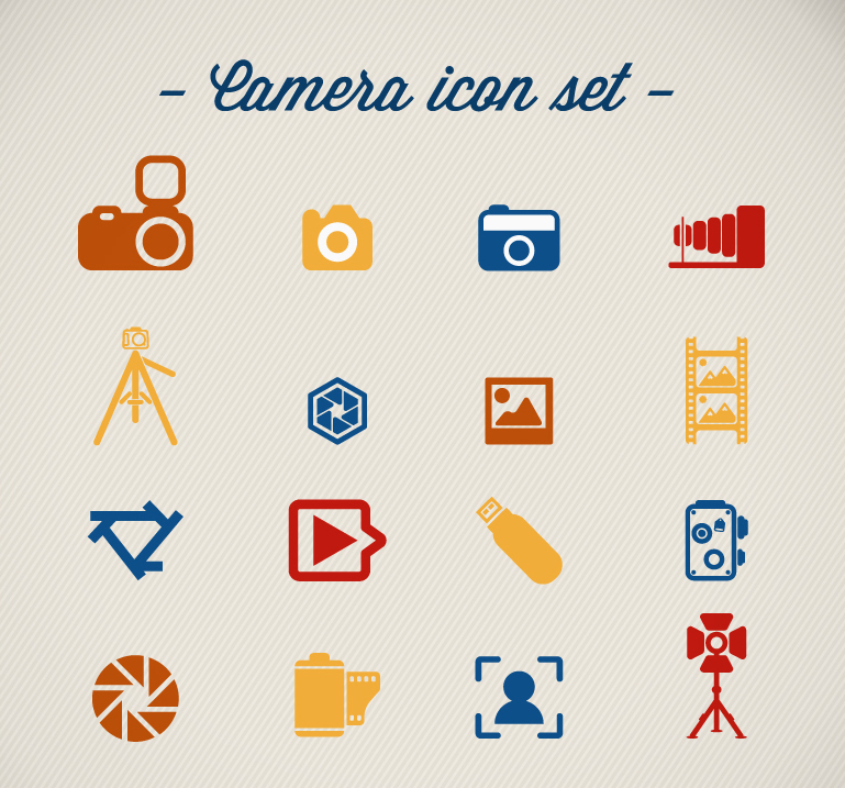 16 models of color photography element icon vector material
