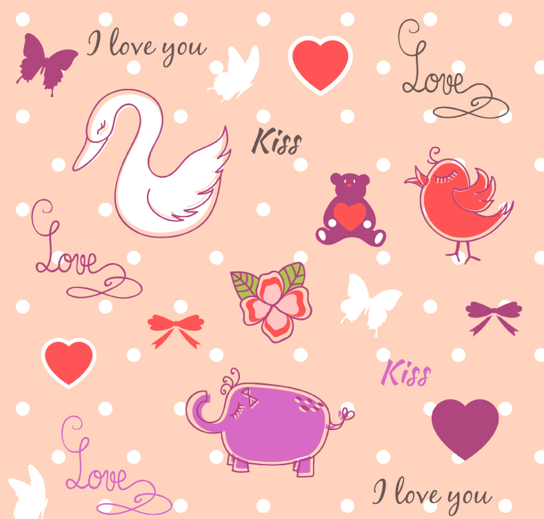 Cartoon Valentine background element vector material
