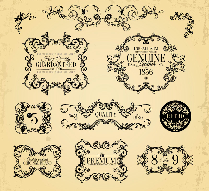 11 models retro pattern vector material label
