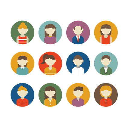 12 circular portraits design vector material
