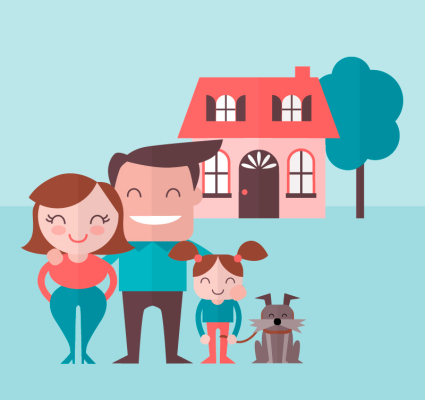 Cartoon family of three vector material
