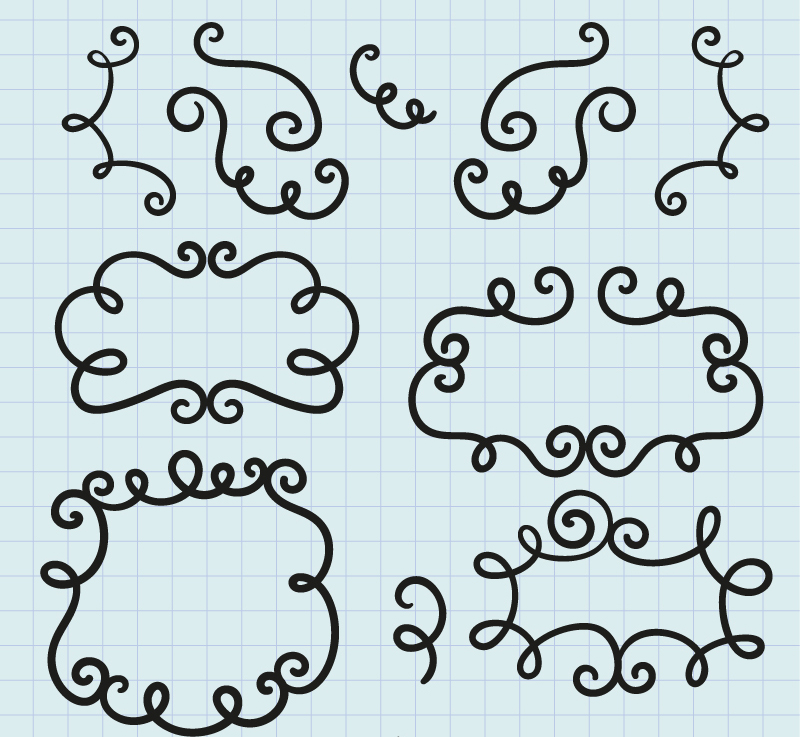 12 black line pattern vector material
