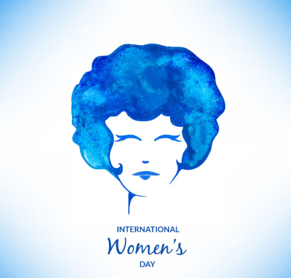 Head of a Woman in blue watercolor vector material
