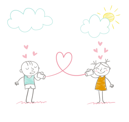 Painted lovely couple vector material
