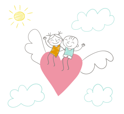 Couple love vector material painted on
