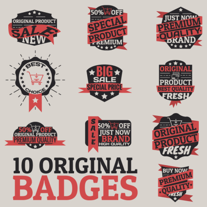 10 retro label vector material Promotion
