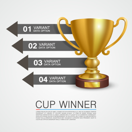 Business information map vector golden trophy
