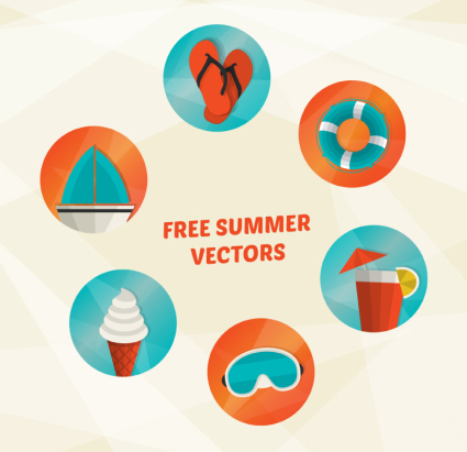 6 Summer holidays icon vector material
