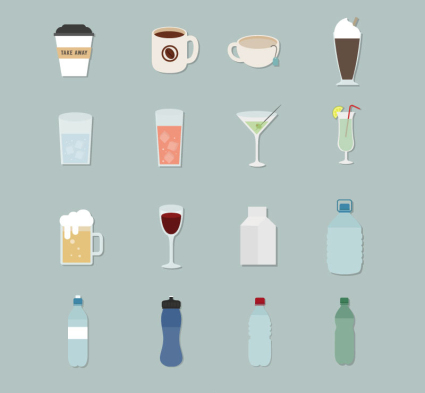 Drinks icon vector material 16 models
