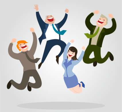 4 business people jumping vector material cheers
