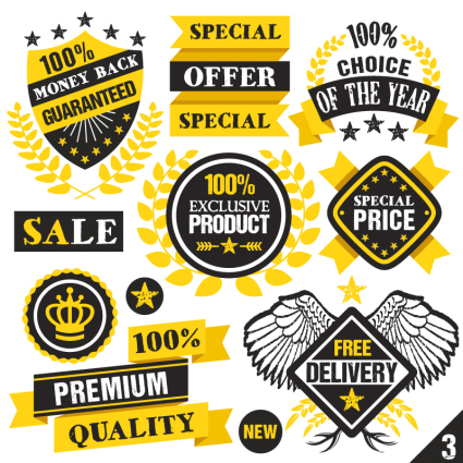 9 yellow promotional tag Vectors
