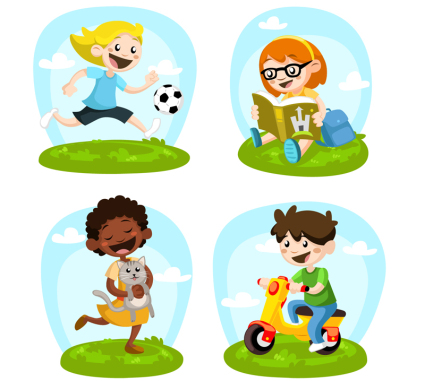 4 Vector cartoon play children
