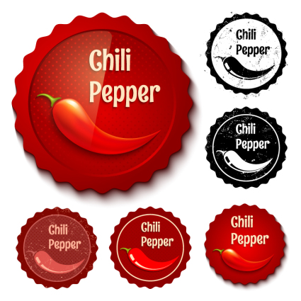6 retro label vector material chili
