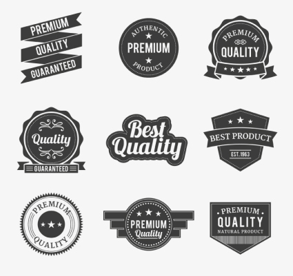 9 black quality label design vector
