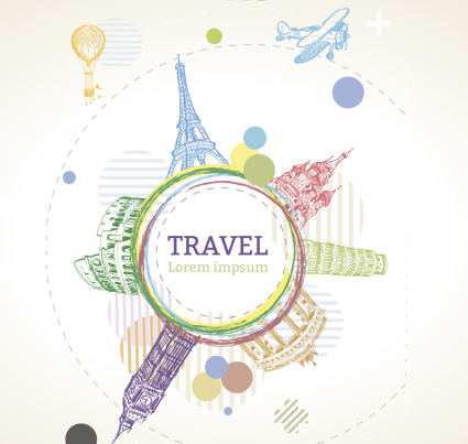 Painted World Travel tag vector material
