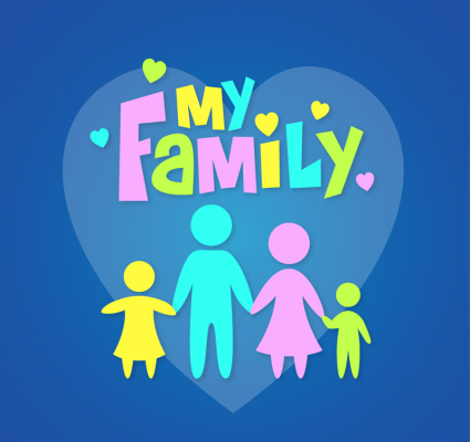 Color my family character design vector
