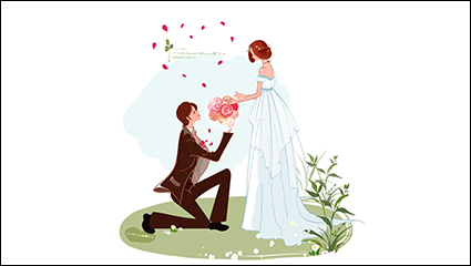 Painted Bride accept flowers vector material