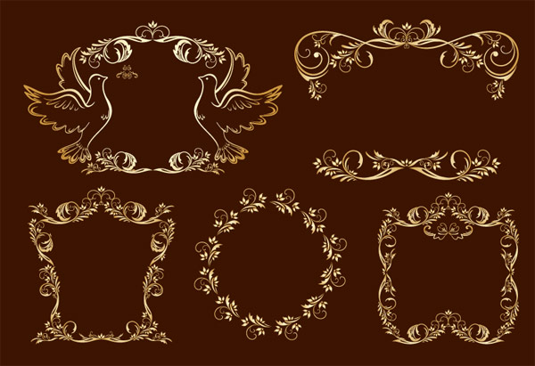 Exquisite aureate ou luxuriant lace vector material
