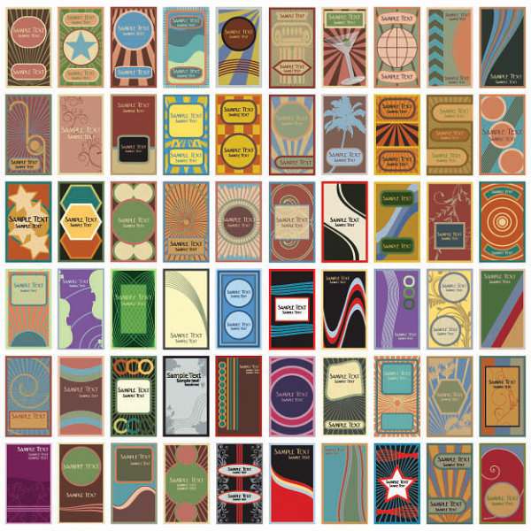 60 retro style cards vector material