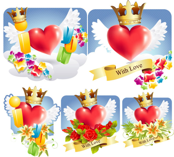 Romantic love the patterns-vector material
