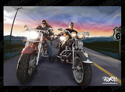  drawing realistic Harley-Davidson family of vector material