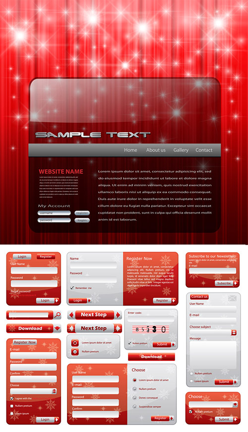Christmas style of Web design elements vector material
