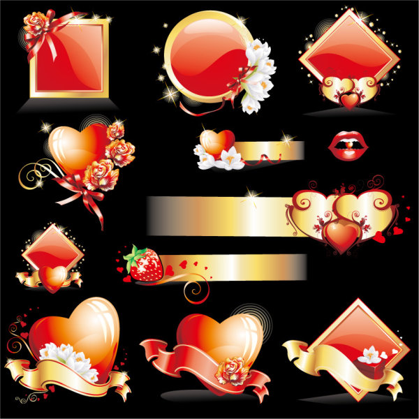 ++Glittering love element vector material
++