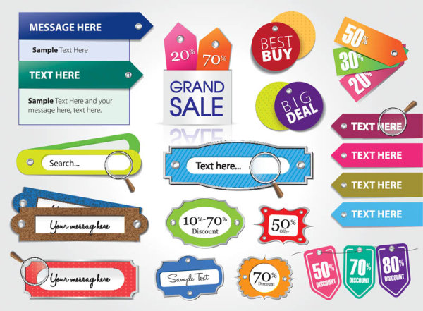  Beautiful color labels 02 - vector