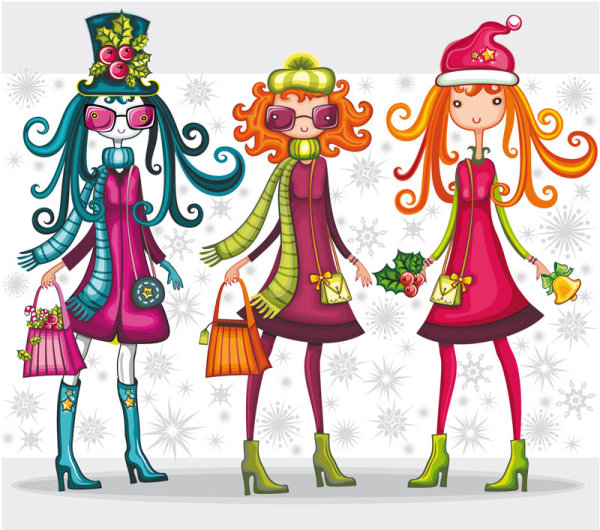 Cartoon girl image - vector material