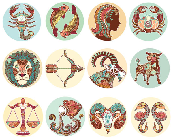 The twelve constellations illustrator patterns - Vector