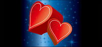 Three-dimensional vector printed material double heart