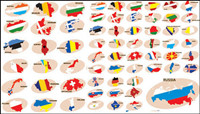 Colorful map silhouette vector material -1