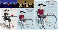 Beauty and the cartoon character silhouette - Vector