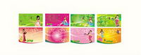 Supermarket shopping women vector tag material