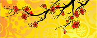 Chinese painting style Plum vector material